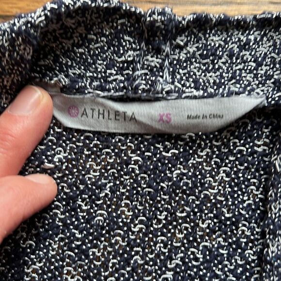 Athleta Knit Long Duster Blue/White Cardigan C15 - Picture 5 of 7